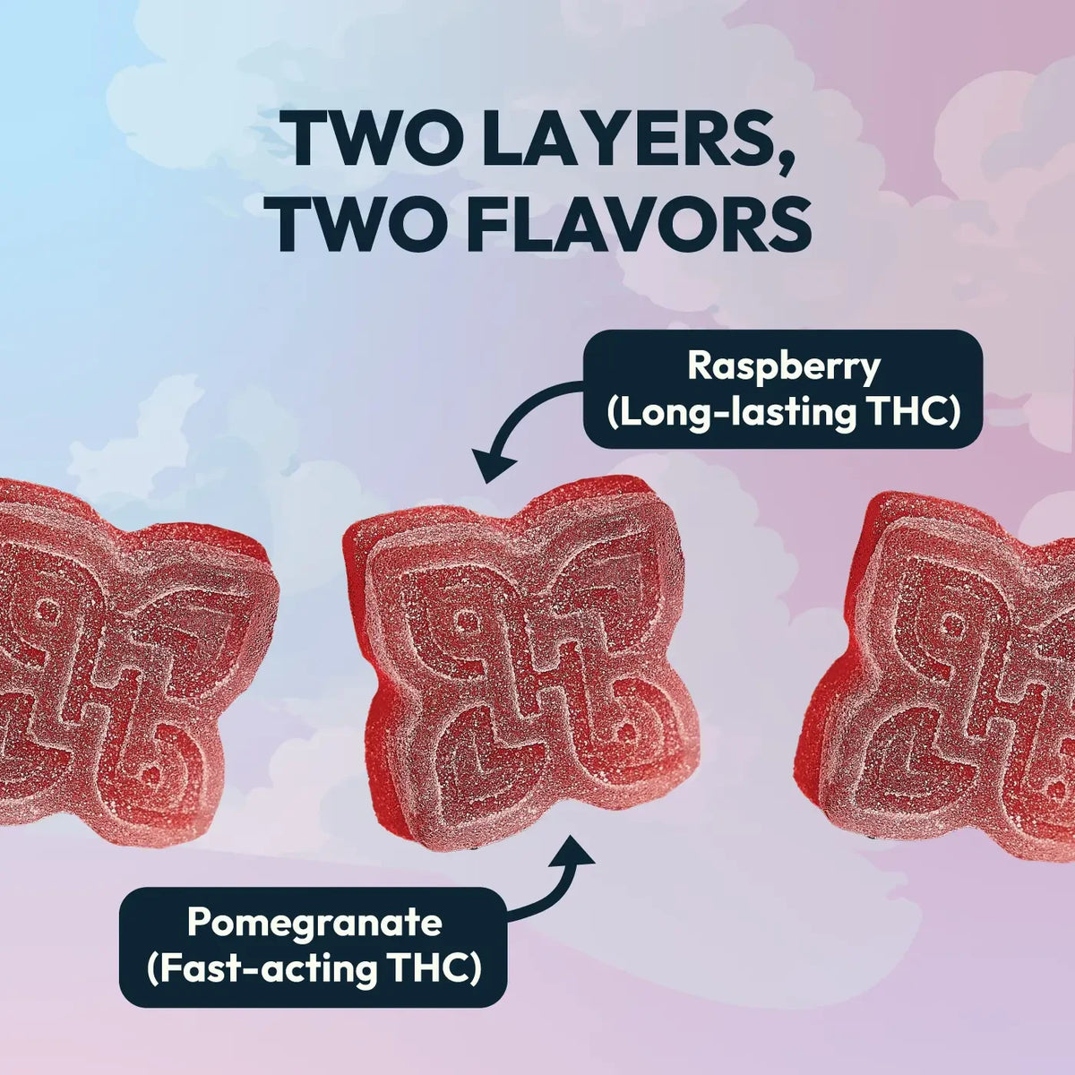 Pomegranate Raspberry - Double Take Live Rosin Delta 9 THC Gummies (10ct)