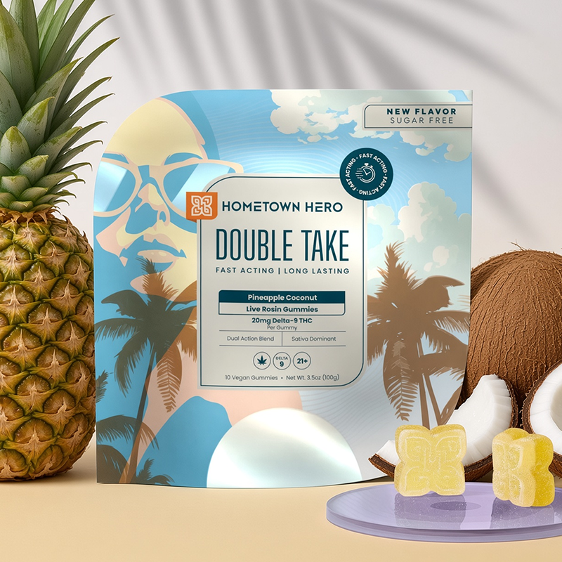 Pineapple Coconut - Double Take Live Rosin Delta 9 THC Gummies (10ct)