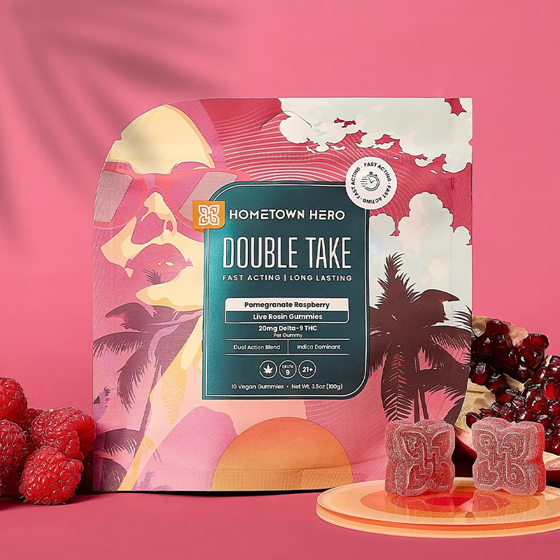 Pomegranate Raspberry - Double Take Live Rosin Delta 9 THC Gummies (10ct)